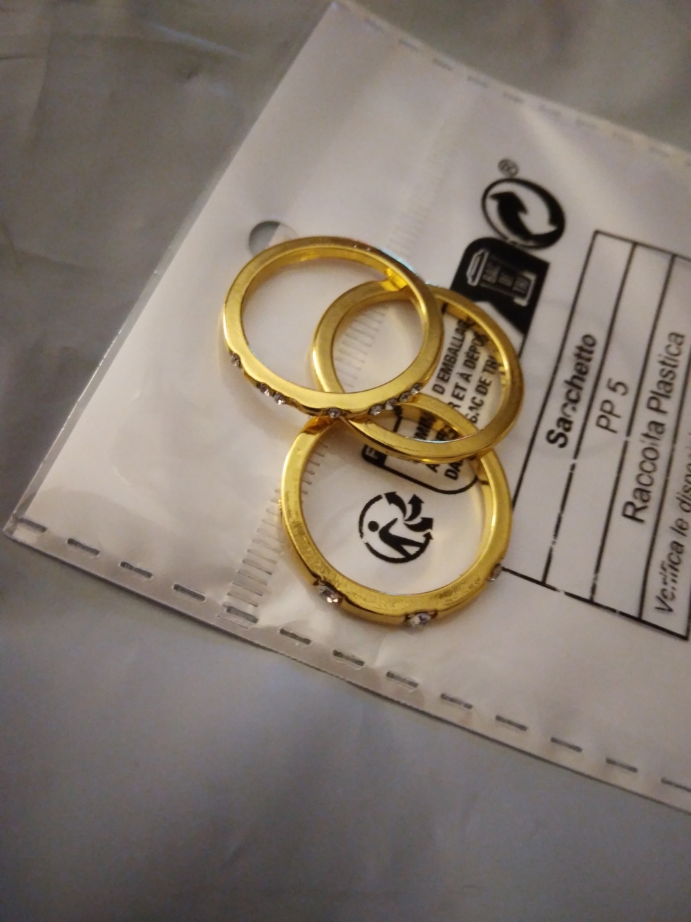 Gold-Tone Women's Stackable Ring Set Of 3 with Accent Stones